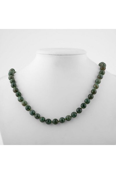 OSMANLI DOĞAL TAŞ Green Apatite 8 Mm Knotted Natural Stone Necklace