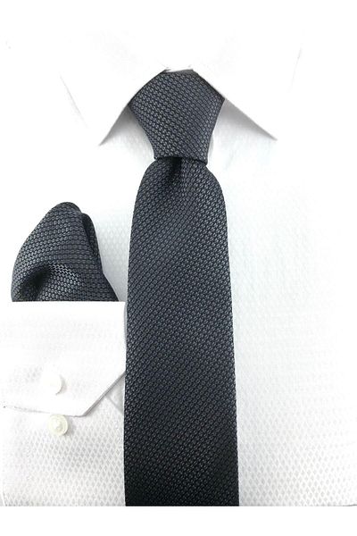 PİERRONİ Self Patterned Smoked Handkerchief Tie