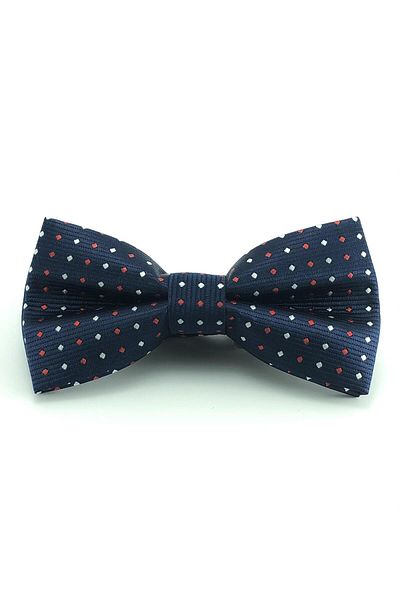 PİERRONİ Navy Blue Red White Dotted Bow Tie