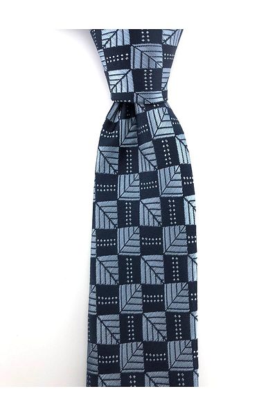 PİERRONİ Navy Blue Patterned Slim Tie