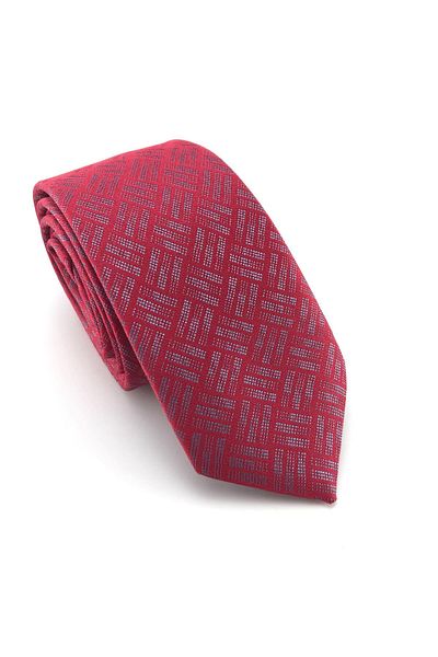 PİERRONİ Red Blue Patterned Slim Tie
