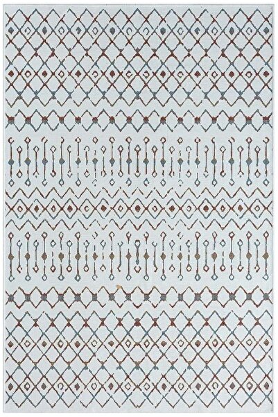 Karmen Halı Lenda Ld002a Gri Kilim Renkli Detaylı Ince Antialerjik Kaymaz Tab...