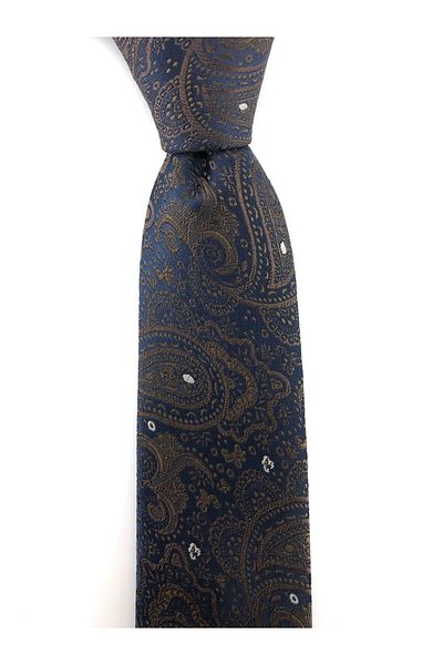 PİERRONİ Coffee Shawl Pattern Slim Tie