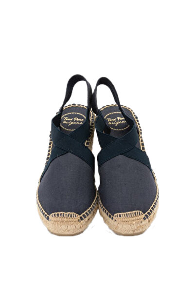 Toni Pons Navy Blue Wedge Heeled Straw Sole Women's Shoes