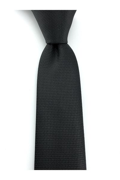 PİERRONİ Black Oxford Pattern Slim Tie