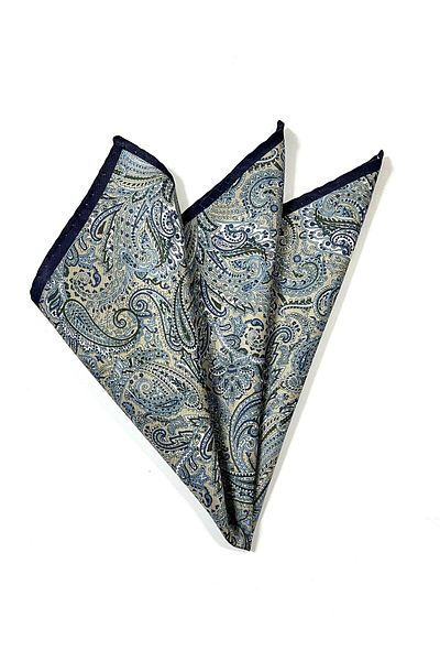 PİERRONİ Beige Navy Blue Patterned Handkerchief