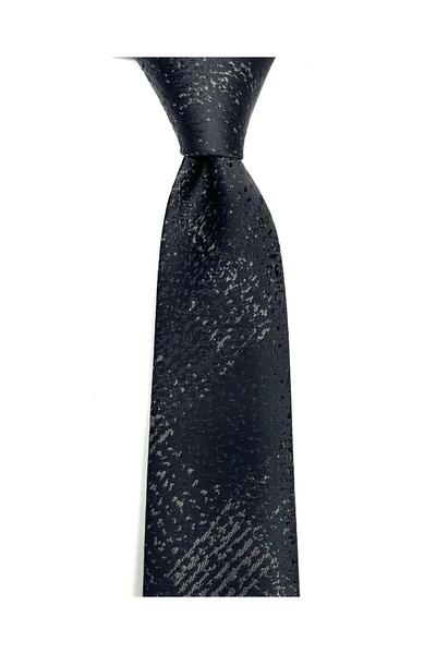 PİERRONİ Black Anthracite Shadow Patterned Slim Tie