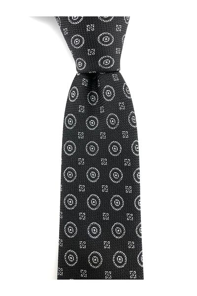 PİERRONİ Black and White Patterned Slim Tie