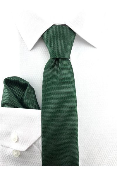 PİERRONİ Green Oxford Pattern Handkerchief Tie