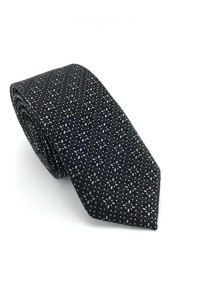 PİERRONİ Black and White Patterned Slim Tie