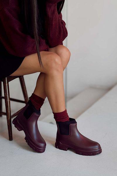 NİŞANTAŞI SHOES Lera Claret Red Matte wasserdichte Damenstiefel mit warmem Innenfutter und flachem Boden
