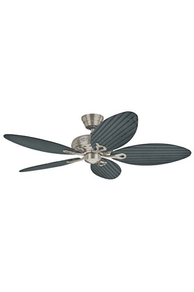 Hunter Fan Savoy Fırçalanmış Nikel - 137 Cm. Hasır Örme Ve Yaprak Desen Kanat...