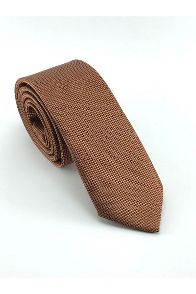 PİERRONİ Tan Oxford Pattern Slim Tie