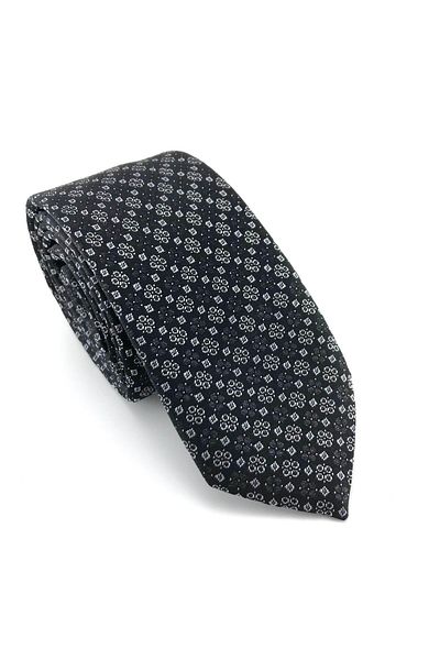 PİERRONİ Black and White Patterned Slim Tie
