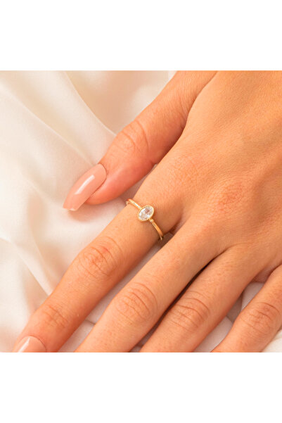 FasekGold 0.35 Karat Signity Taşlı Güverseli Tektaş 925 Ayar Gümüşyüzük