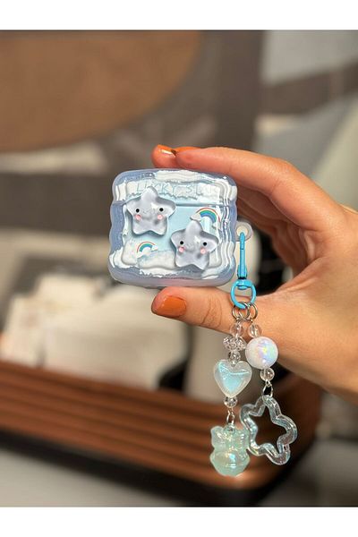 daystar AirPods 4Th Cute Star Figured and Bead Decorated Headphone Case Compatible with Generation