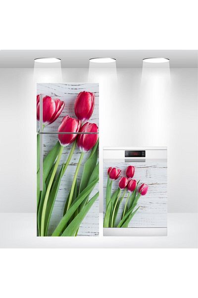 Bigaimaj Αυτοκόλλητο Tulip Foil - Κάλυμμα ψυγείου και πλυντηρίου πιάτων, αυτοκόλλητο