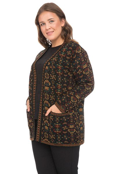 Uludağ Triko Cardigan Kilim pentru damă cu model de flori principale - cu buzunare
