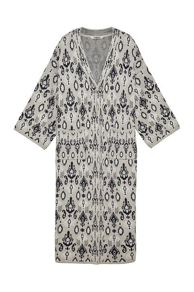 Uludağ Triko Women's White Ethnic Pattern Kimono & Kaftan