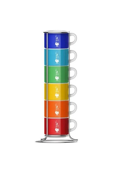 Bialetti Set of 6 Stackable Colorful Espresso Cups