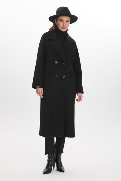 Zühre Double-breasted Collar Pocket Detailed Black Brown Coat 13300