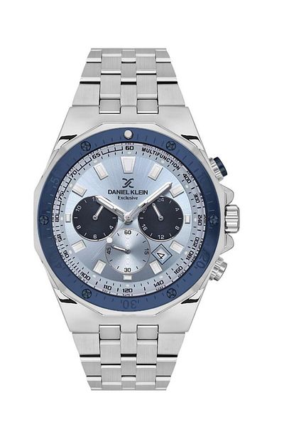 Daniel Klein Exlusive Men's Wristwatch, Metallic Color Steel Finish and All Functions Active