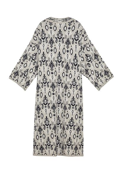 Uludağ Triko Women's White Ethnic Pattern Kimono & Kaftan