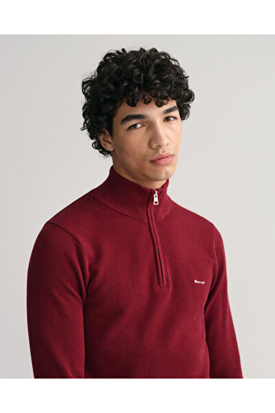 Gant Erkek Kırmızı Regular Fit Yarım Fermuarlı Kazak