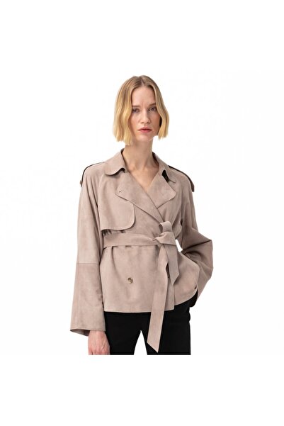 Desa Abree Bej Kadın Süet Deri Ceket