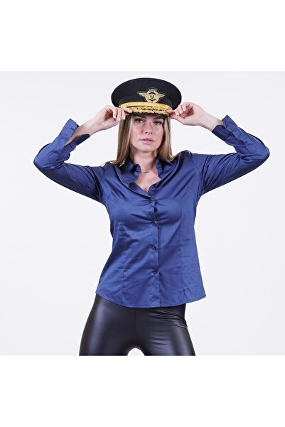 Exve Exclusive Ocean Blue Elegant Basic Plain Single Color Long Sleeve Women's Shirt