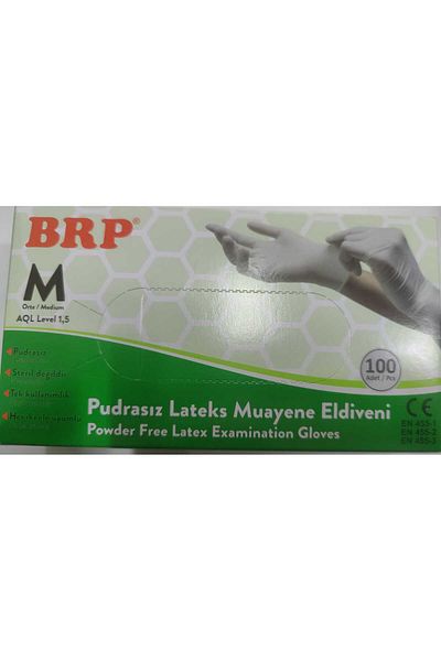BRP Powder Free Latex Examination Gloves Size m Pack of 100