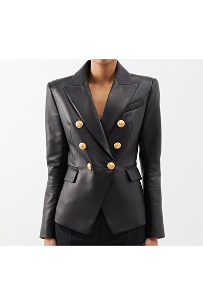 DERİGOLD Hakiki deri blazer ceket