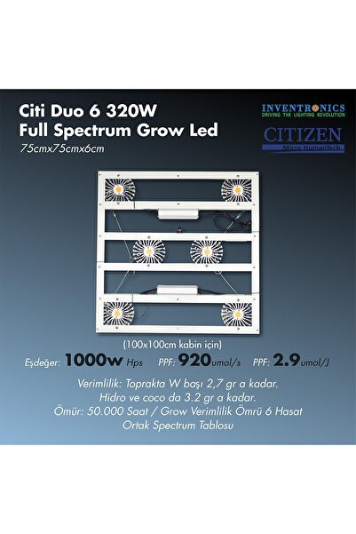 Grow Wizard CİTİ 6 DUO 320W Full Spectrum Grow Led Lamba
