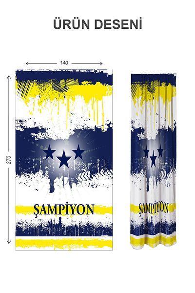 Doruklar Home Collection Digital Printing Washable Modern Patterned 2 Wing Baby and Children's Room Background Curtain
