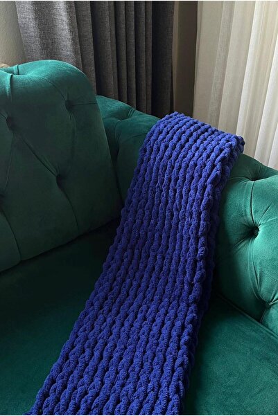 Fulya Accessories Handmade Dark Blue Puffy Scarf