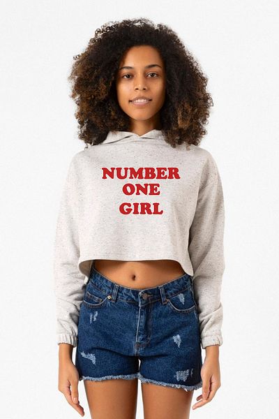 Tshirthane Rose Number One Girl - White Hooded Women's Crop Top