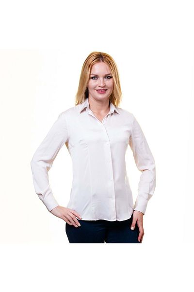 Exve Exclusive White Basic Plain Single Color Long Sleeve Women's Shirt