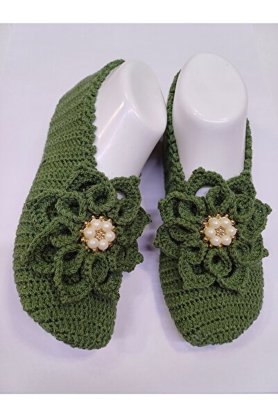 Butik El örgüsü çeyizlik çiçekli patik