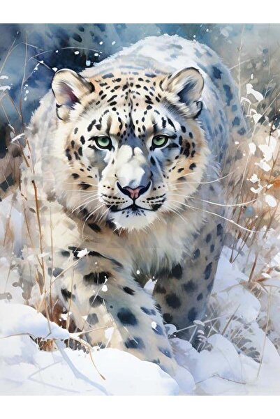 pixartsanat Kar Leoparı 30x40 PixArt Sanat Elmas Mozaik Tablo Diamond Türkiye