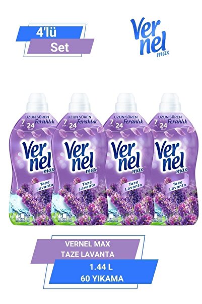 Vernel Max Konsantre Çamaşır Yumuşatıcısı 4 X 1440ml (240 YIKAMA) Taze Lavanta