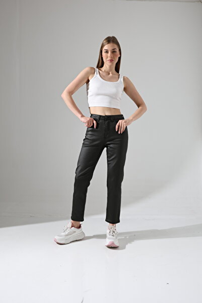 KAGAWA Kadın Yüksek Bel Mumlu Mom Jean