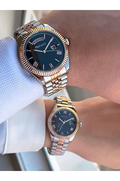 Ferrucci Couple Special Steel Band Calendar Dial Lover Combination Custom Couple Watch Cft.13029C03