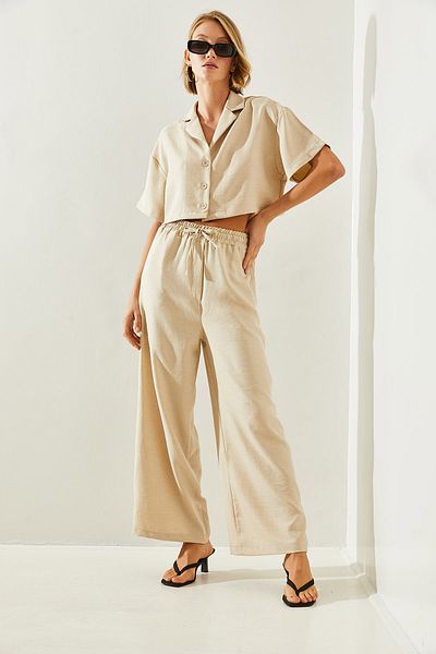 Bianco Lucci Crop-Hosen- und Jackenset für Damen mit Taschen – 9241 60251692