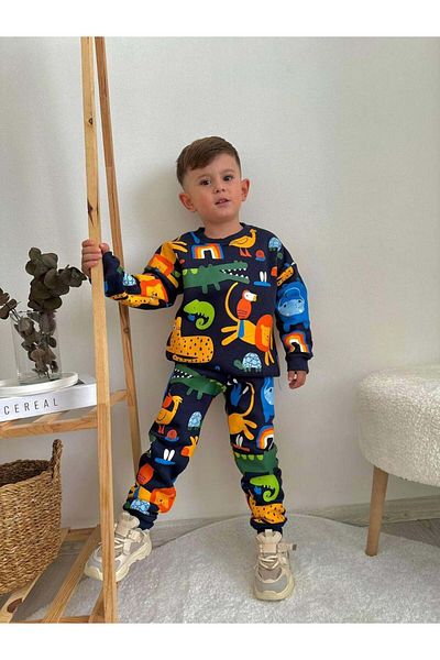 MİNİKO KİDS Fiú aranyos állatok nyakú pamut 3 szál magasított öltöny
