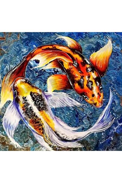 pixartsanat Japon Balıkları 50x50 PixArt Sanat Elmas Mozaik Tablo Diamond Tür...