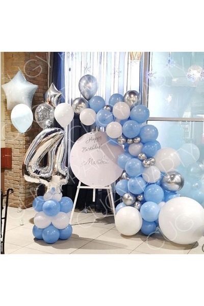 CUGY Mini Blue and White Star Detail Birthday Party Celebration Set with 4 Age Options