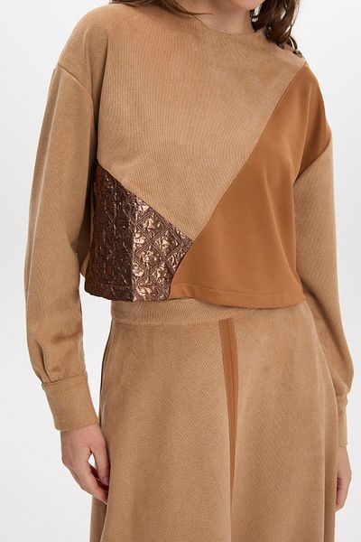 Zühre Beige Color Block Double Suit - Tk-1411