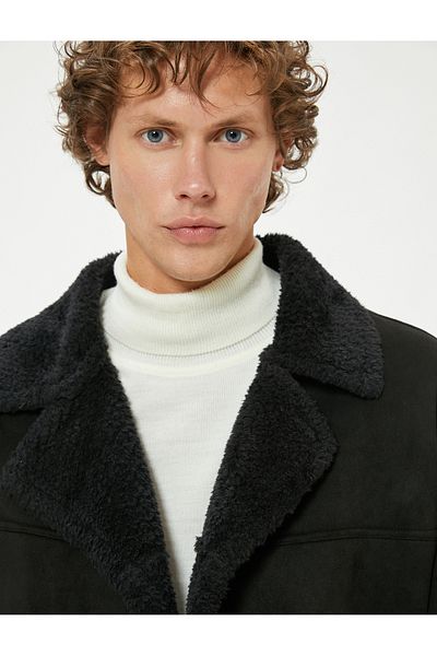 Koton Slim Fit Coat Suede Look με βελούδινα κουμπιά στο εσωτερικό