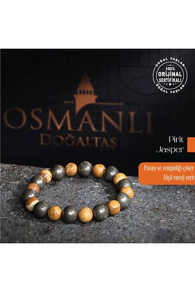 OSMANLI DOĞAL TAŞ Original Jasper Pyrite Natural Stone - Bracelet & Female Energy Certified