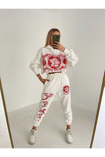 SHUGAA Women's Premium Printed Double Thread Hooded Cotton Suit